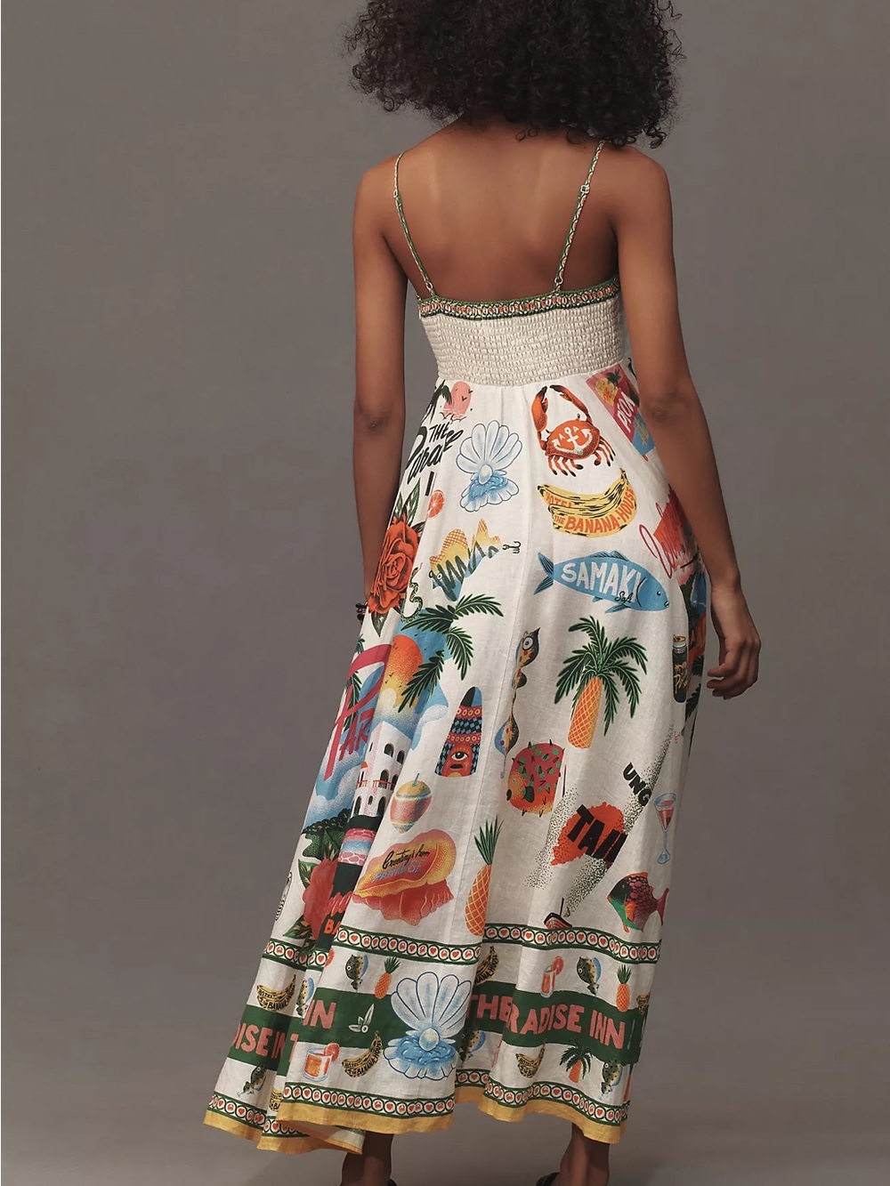 NWOT The “Paradise Inn” Linen Blend Maxi Dress with Adjustable Spaghetti Straps. - Picture 2 of 10